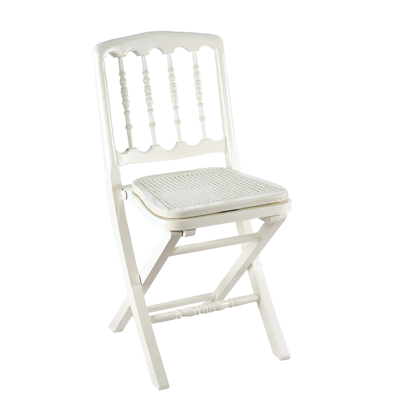 Silla Napoleón III blanca plegable con rejilla para alquilar