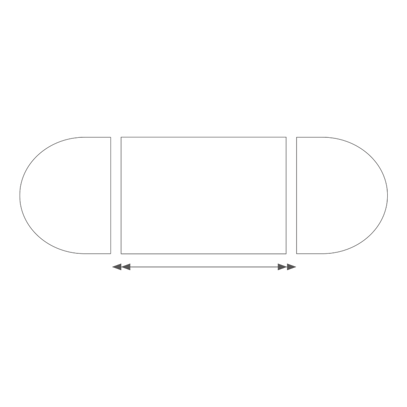 Mesa ovalada 130 x 700 cm para alquilar