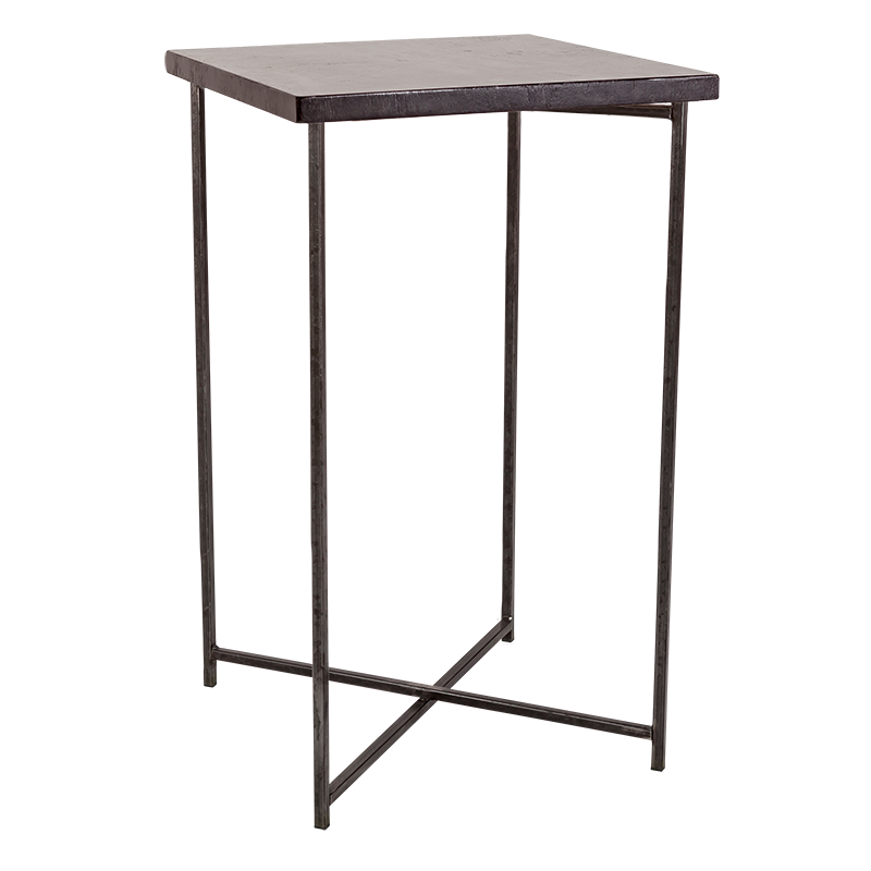 Mesa cóctel alta cruzada acero 65 x 65 cm 90 cm para alquilar